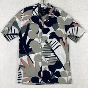 Only & Sons Men S Colorblock Floral Linen Hawaiian Art Tropical Aloha Camp Shirt